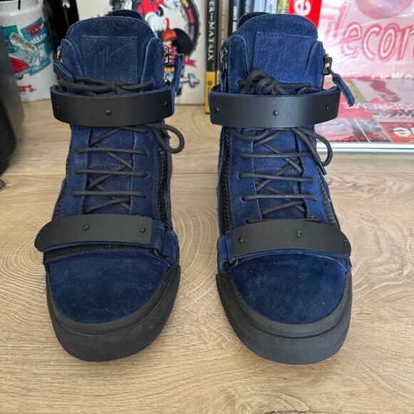 Giuseppe Zanotti Coby High-Top Blue Suede Sneakers Size 40EU - Picture 2 of 8